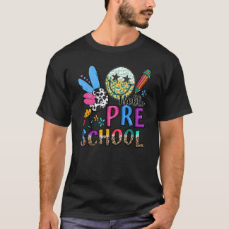 Camiseta Olá Boho Leopardo Rétro Lápis Cute Chá Pré-Escolar