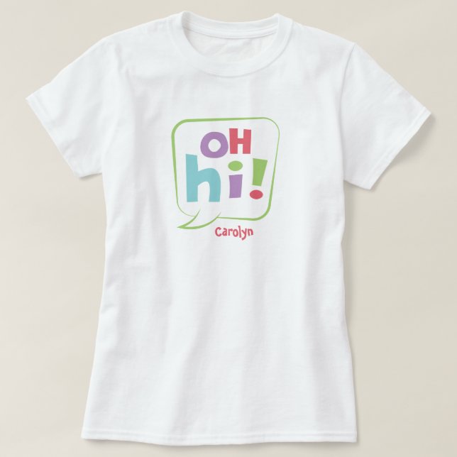 Camiseta Olá! Bolha de Voz Colorida (Frente do Design)