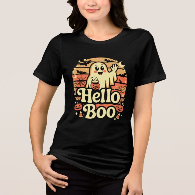 Camiseta Olá Boo Fantasma Fofo (Frente)