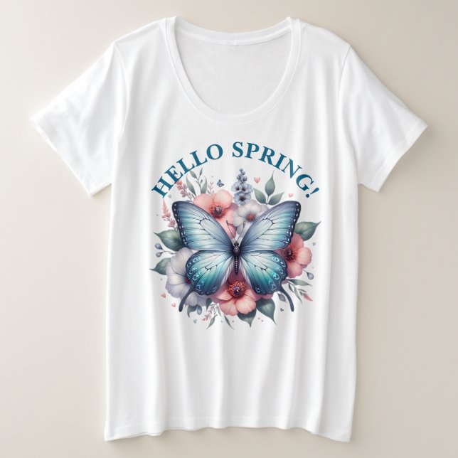 Camiseta Olá Borboleta da Primavera-96282 (Frente do Design)