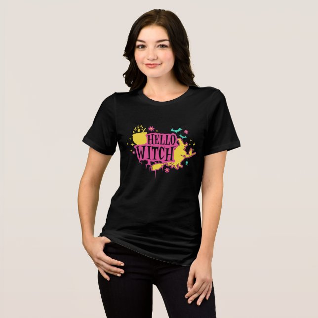 Camiseta Olá Bruxa Halloween Retro (Frente Completa)