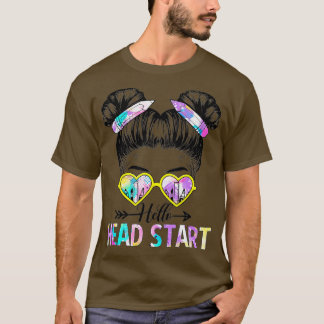 Camiseta Olá Cabeça Começar Tie Dye Bun Kids De Volta Para 