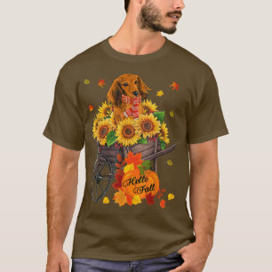 Camiseta Olá, Cachorro De Queda Em Girassóis Deixa Autu