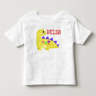 Camiseta Olá! Camisa-T de Dinossauro Bebê Amarelo-Bonito Di