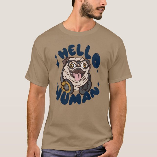 Camiseta Olá, cão-gato humano (Frente)