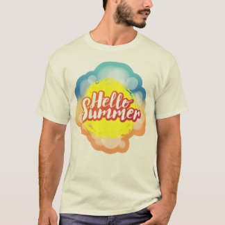 Camiseta Olá, cartazes de verão sobre o fundo da praia