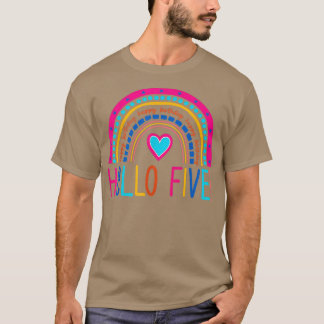 Camiseta Olá Cinco Arco-Íris Eu Tenho 5 Anos Feliz Aniversá