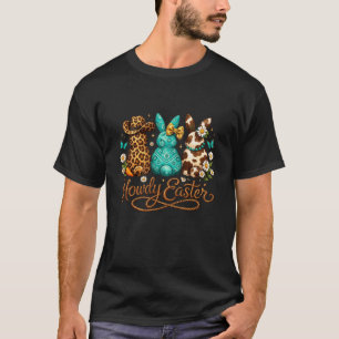 Camiseta Olá Coelho da Páscoa Cowgirl Ocidental Leopardo