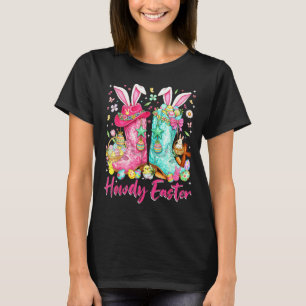 Camiseta Olá coquete coelho de Páscoa ocidental botas de co