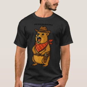 Camiseta Olá Cowboy Rock Hyrax Awawa Ocidental Divertido