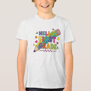 Camiseta Olá Cute Primeiro Ano Volta às Aulas Crianças