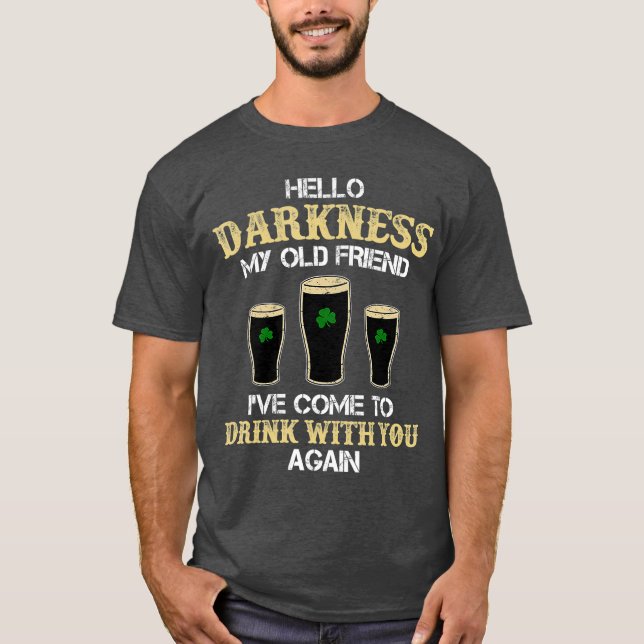 Camiseta Olá Darkness Meu velho amigo Irlandês Shamrock Bee (Frente)