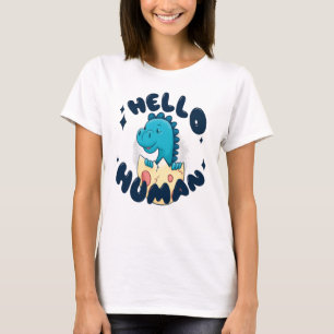 Camiseta Olá, Dinossauro Humano engraçado