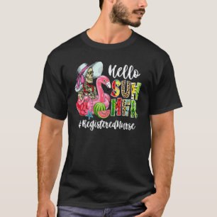 Camiseta Olá Enfermeira Registrada Flutuante Flamingo Cavei