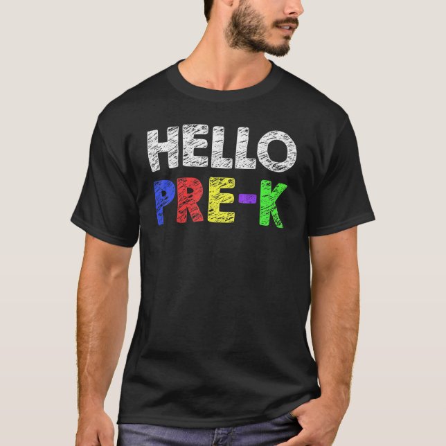 Camiseta Olá, Equipe de Pré-Escolas, Kinder, De Volta Ao Pr (Frente)
