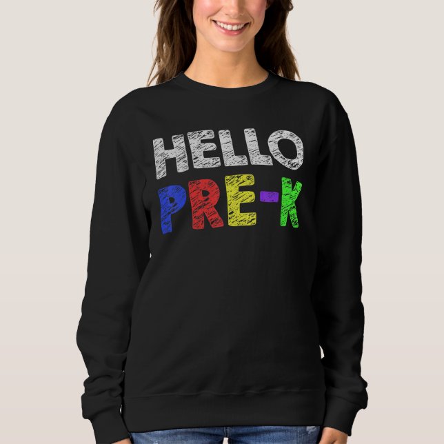 Camiseta Olá, Equipe de Pré-Escolas, Kinder, De Volta Ao Pr (Frente)