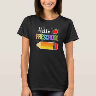 Camiseta Olá Equipe Pré-Escolar De Volta à Escola Lápis Cri