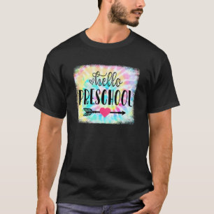 Camiseta Olá Equipe Pré-Escolar Tie Dye Volta às Aulas Prof