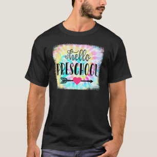 Camiseta Olá Equipe Pré-Escolar Tie Dye Volta às Aulas Prof
