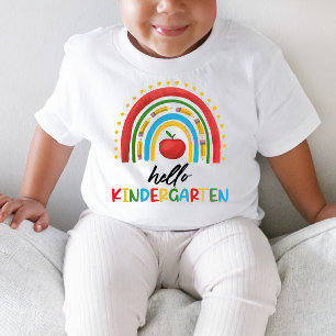 Camiseta Olá Escola de Jardim de Infância Arco-Íris Volta à