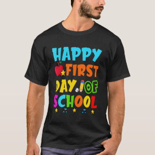 Camiseta Olá Escola Feliz Primeiro Dia de Professora Sch