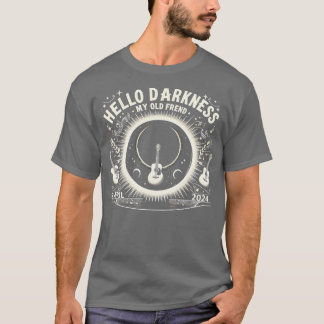 Camiseta Olá Escuridão Meu Velho Amigo Eclipse Solar Abril 