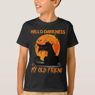 Camiseta Olá Escuridão Meu Velho Amigo Halloween Gato Preto