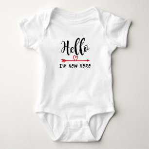Camiseta Olá!, eu sou aqui veste nova do bebê