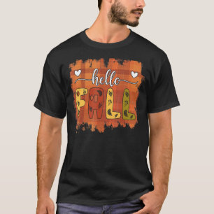 Camiseta Olá, Fall Autumn Vibes Fall Xadrez Fall Folha Folh