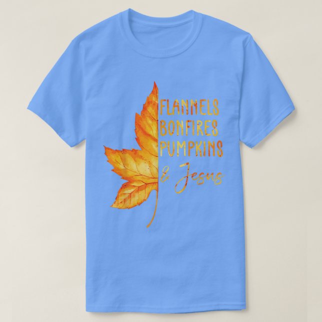 Camiseta Olá Fall Flannels Bonfire Pumpkins E Jesus Th (Frente do Design)
