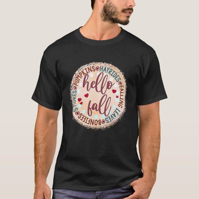 Camiseta Olá Fall Hayrides Bonfire Pumpkins Su2019mores (Frente)