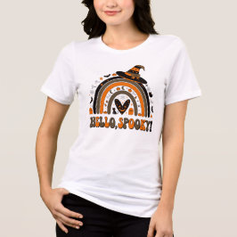 Camiseta Olá Fantasma Colorido Fofo de Halloween