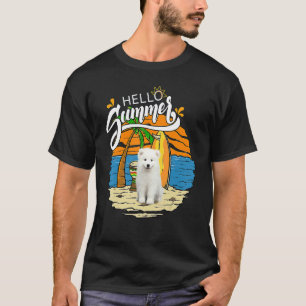 Camiseta Olá, Férias de Férias de Cachorro Samoyed Summer