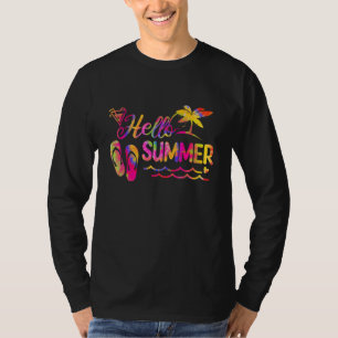 Camiseta Olá, Férias de Verão Hawaii Beach Summer Vibes Ti