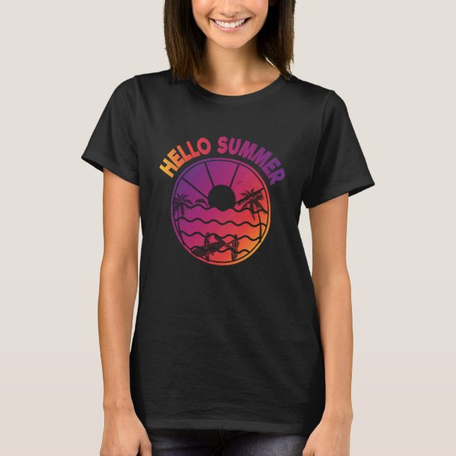 Camiseta Olá, férias de verão tropical Beach (Frente)