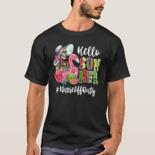 Camiseta Olá Flutuador de Flamingo de Crânio de Verão Melan