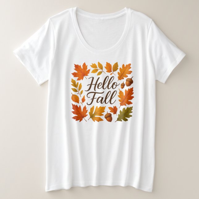 Camiseta Olá Folhas e bolotas (Frente do Design)