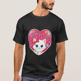 Camiseta Olá Garota de Jardim de Infância Gatinho Fofo Gato