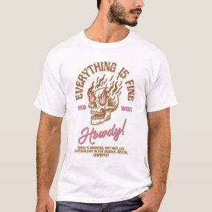 Camiseta Olá! Gráfico de Crânio Oeste Selvagem