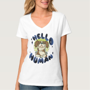 Camiseta Olá humano Cão ioga meditando
