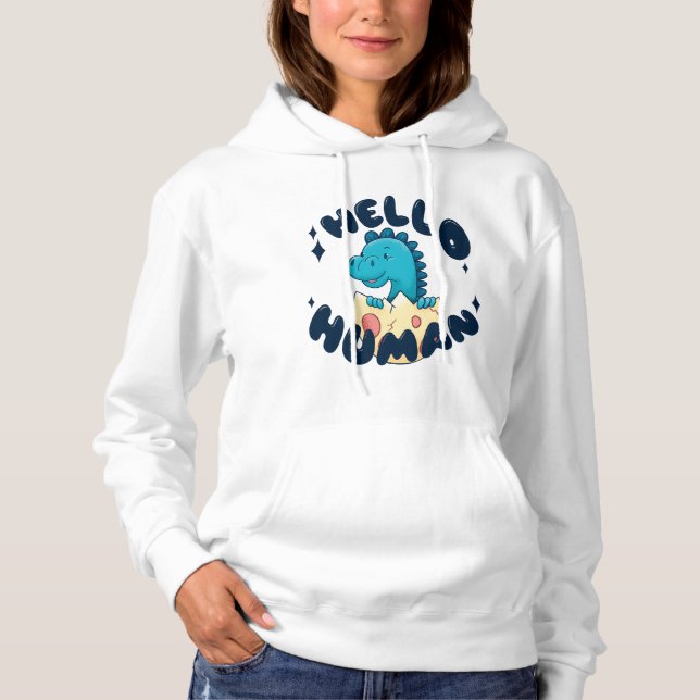 Camiseta Olá humano dinossauro engraçado (Frente)