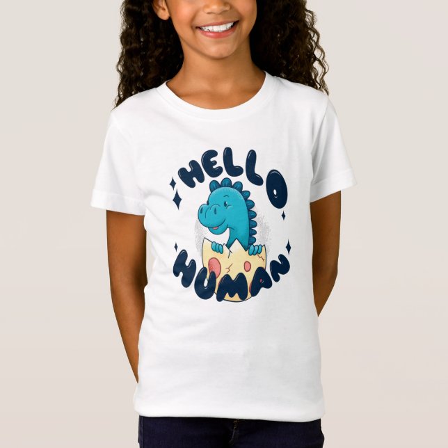 Camiseta Olá humano dinossauro engraçado (Frente)