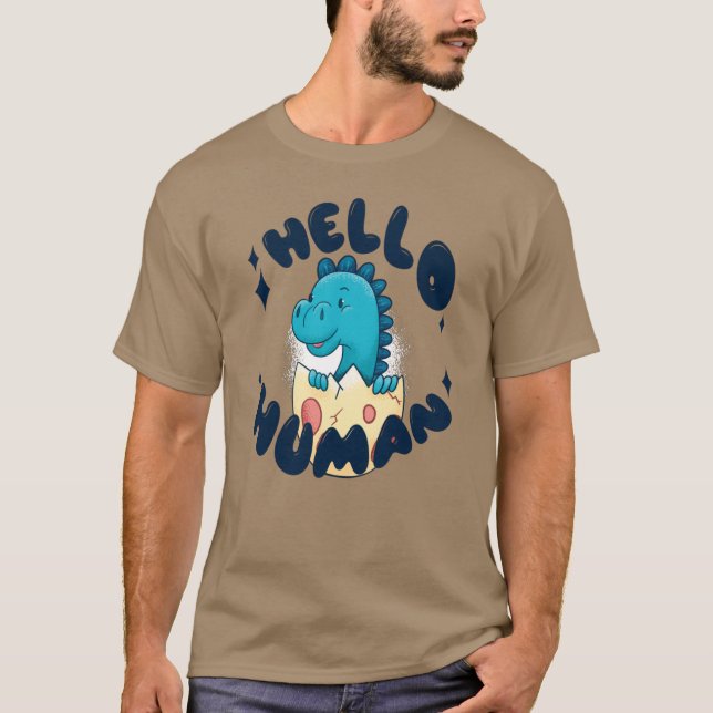 Camiseta Olá humano dinossauro engraçado (Frente)