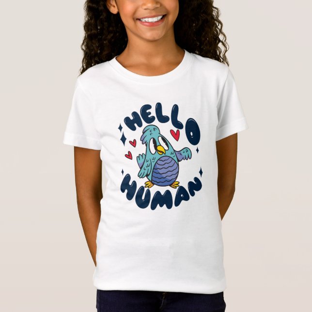 Camiseta Olá humano passarinho fofo (Frente)