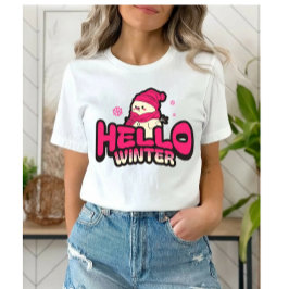Camiseta Olá Inverno Boneco de Neve Fofo