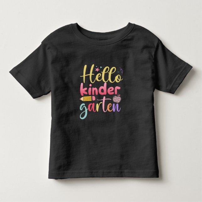 Camiseta Olá, Jardim de Infância, Colorida Toddler (Frente)