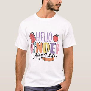 Camiseta Olá Jardim de Infância Colorido Volta às Aulas