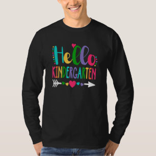 Camiseta Olá Jardim de Infância Coração Professor Aluno De