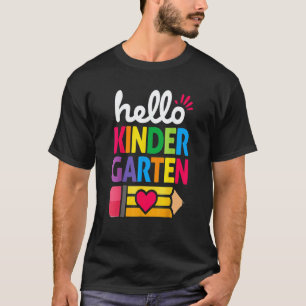 Camiseta Olá Jardim de Infância Lápis Professor E Aluno Cos