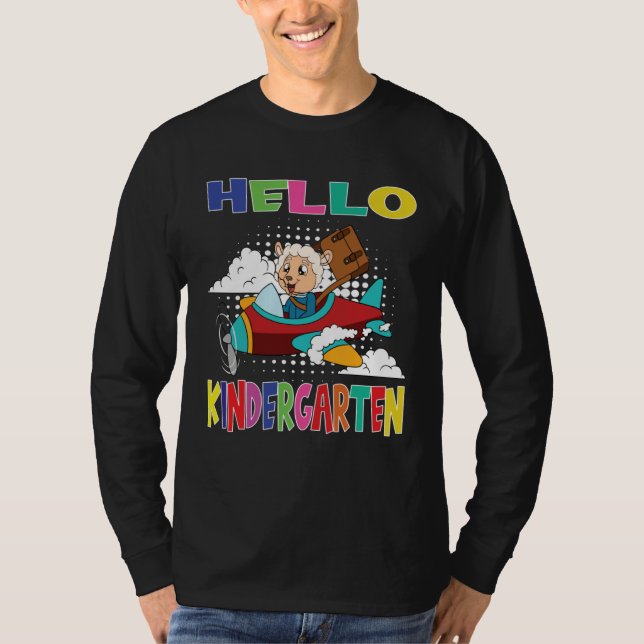 Camiseta Olá Jardim de Infância Ovelha Avião Voador (Frente)